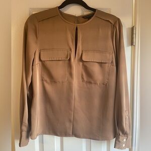 Banana Republic Tan/Gold Long Sleeve Blouse